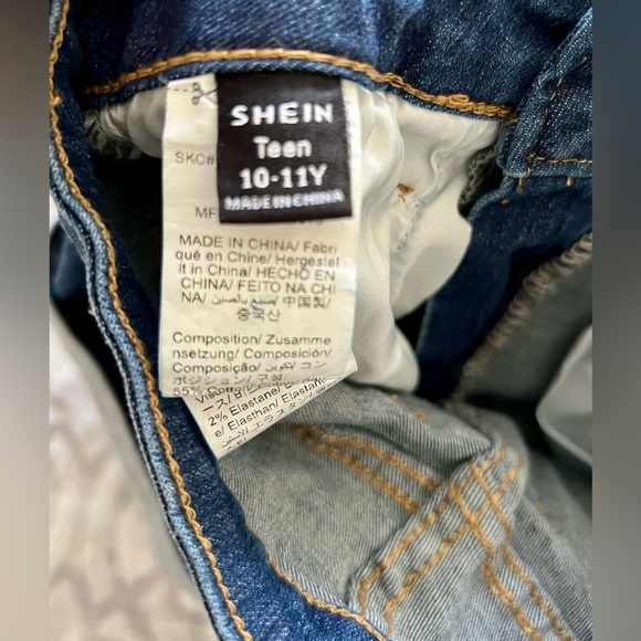 SHEIN Teen Distressed Denim Shorts Blue Jean Size 10–11Y - Picture 2 of 3